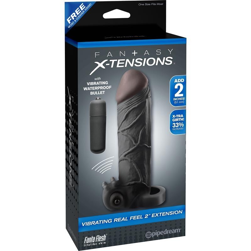 Fantaset X-tensions Vibromasseur Real Feel de 5,1 cm avec Extension - Couleur Noir