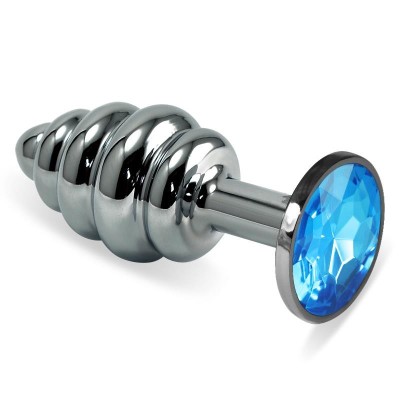 Plug Anal et spirale Rosebud avec pierre bleu