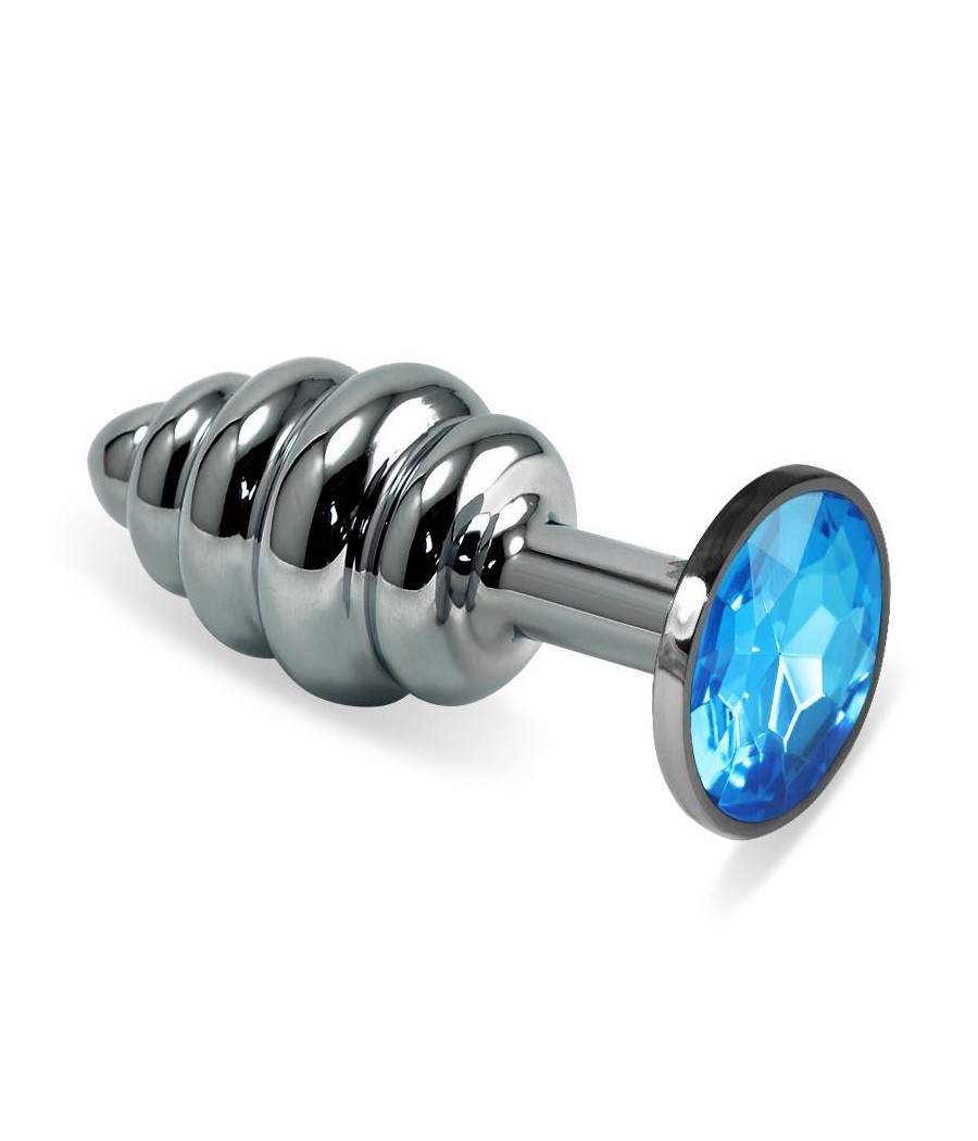 Plug Anal et spirale Rosebud avec pierre bleu
