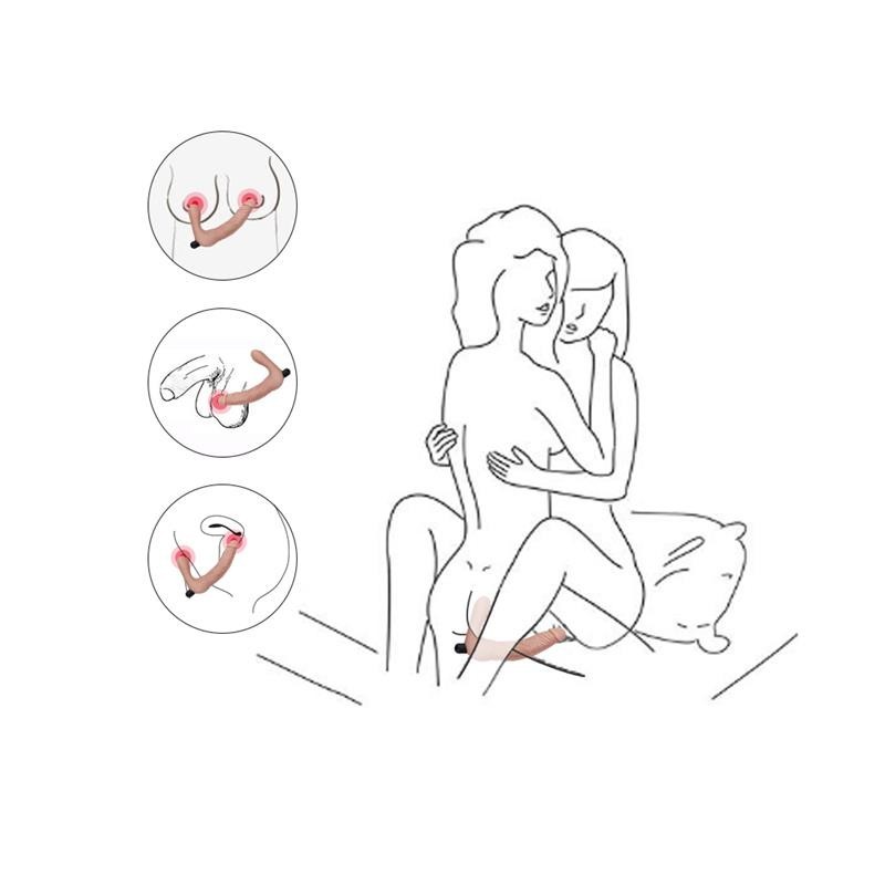 Double godemichet sans bretelles silicone USB