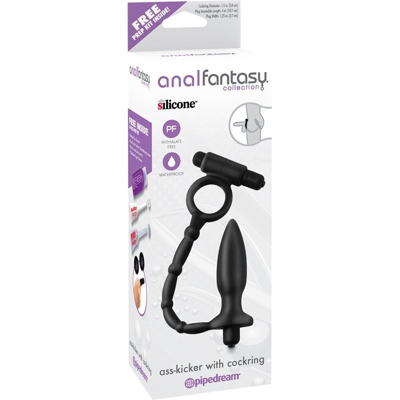 Collection Anal Fantasy : Ass-Kicker avec anneau pénien – Couleur : Noir