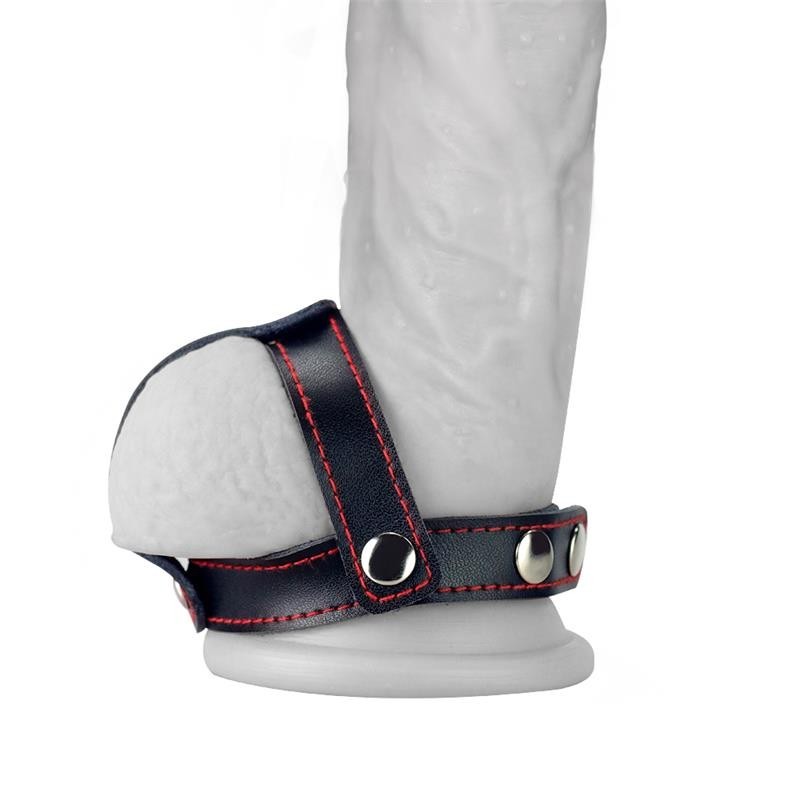 Anneau pénis et testicules cuir noir