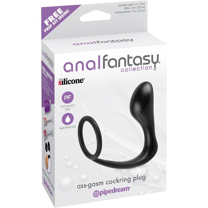 Stimulateur anal Ass-Gasm Cockring Plug - Couleur noire