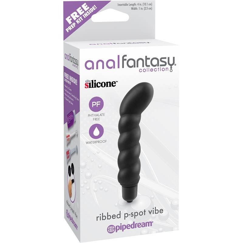 Vibromasseur point P côtelé de la collection Anal Fantaset - Couleur : noir