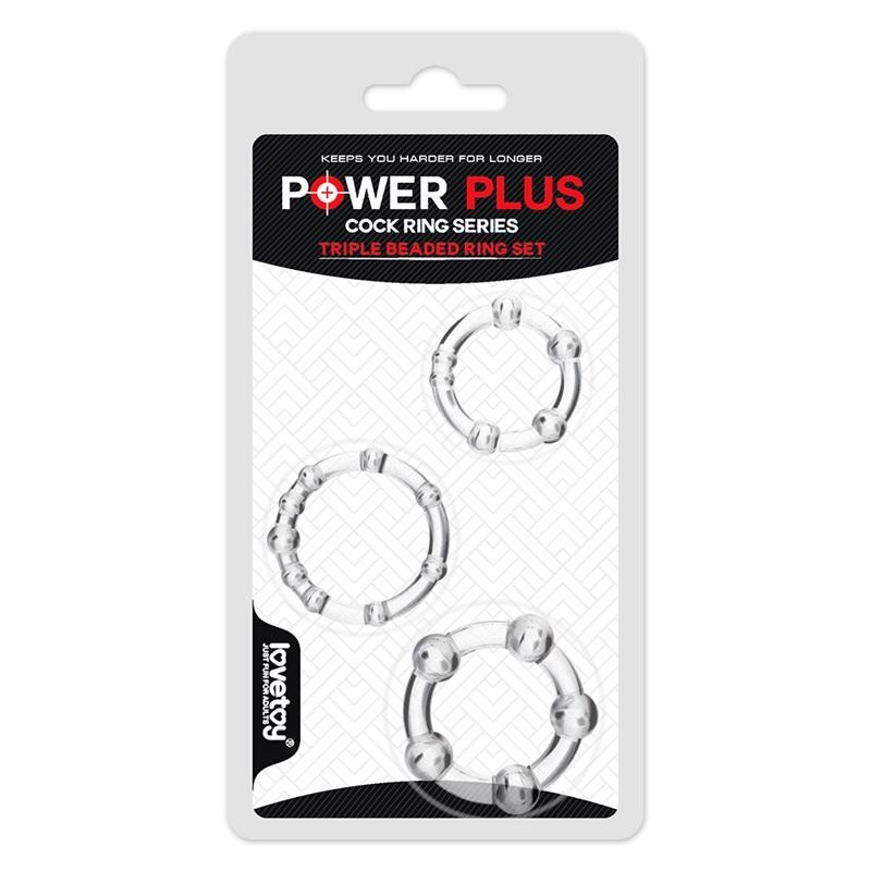 Pack de 3 Anneaux pour pénis Power Plus Triple transparents