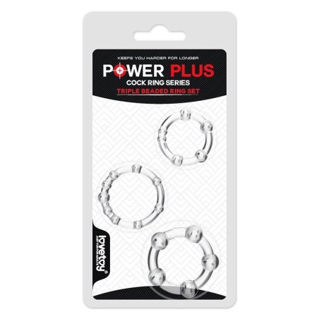 Pack de 3 Anneaux pour pénis Power Plus Triple transparents
