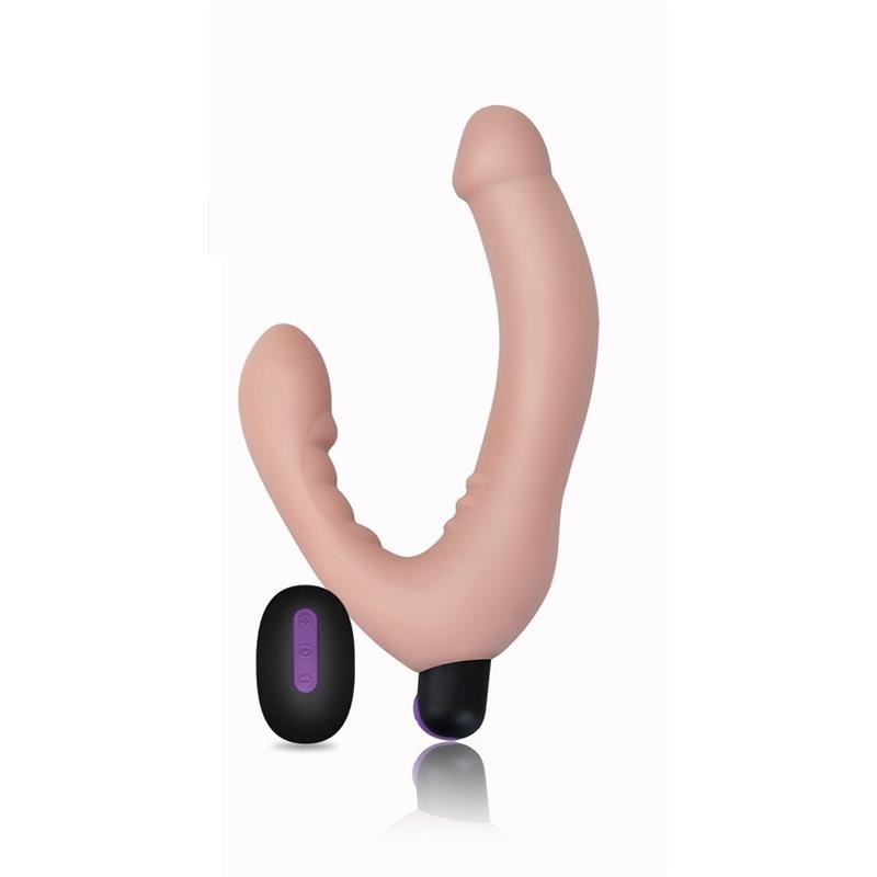 Double godemichet sans bretelles silicone USB