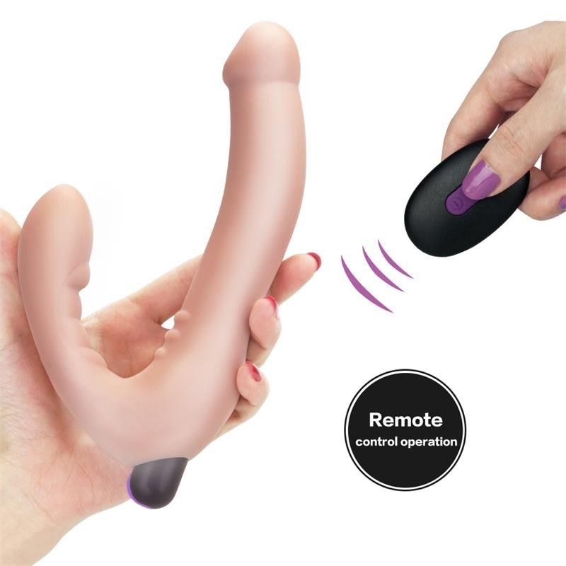 Double godemichet sans bretelles silicone USB