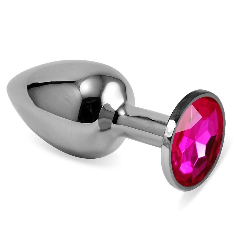 Plug Anal argenté Rosebud Classic avec pierre Fuchsia Taille S