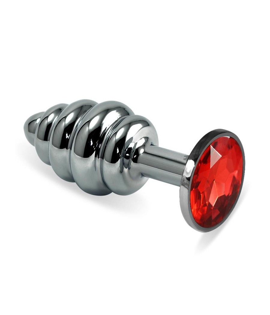 Plug Anal et spirale Rosebud avec pierre rouge