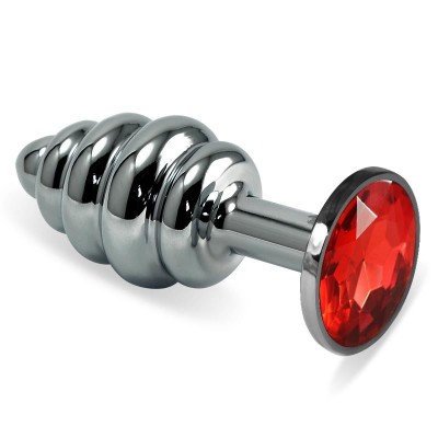 Plug Anal et spirale Rosebud avec pierre rouge