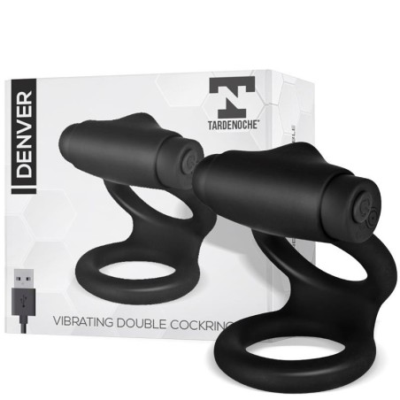Denver Anneau Double avec balle vibrante USB silicone noir