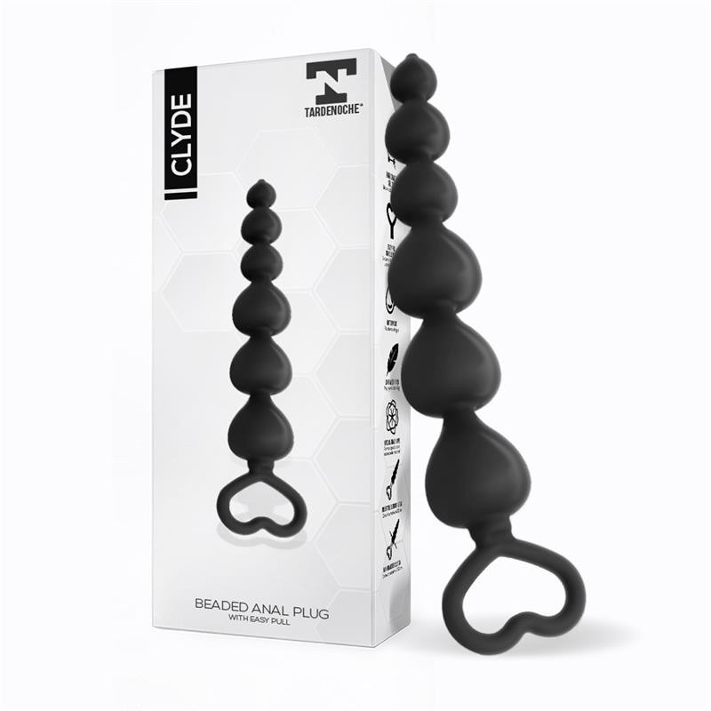 Clyde Plug Anal avec boules avec anneau silicone noir