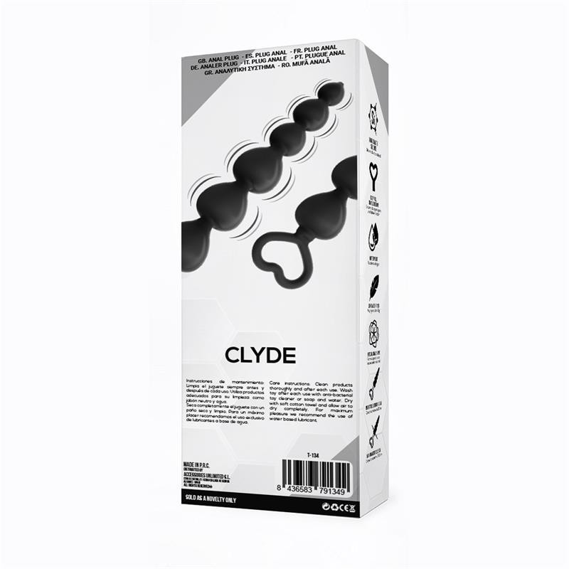 Clyde Plug Anal avec boules avec anneau silicone noir