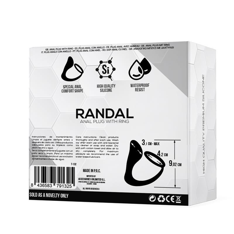 Randal Plug Anal avec Anneau pour pénis silicone noir