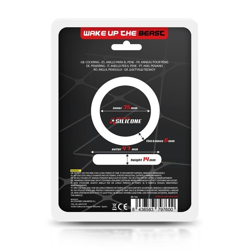 Anneau pour pénis forme Plana silicone solide 3.5 cm Noir