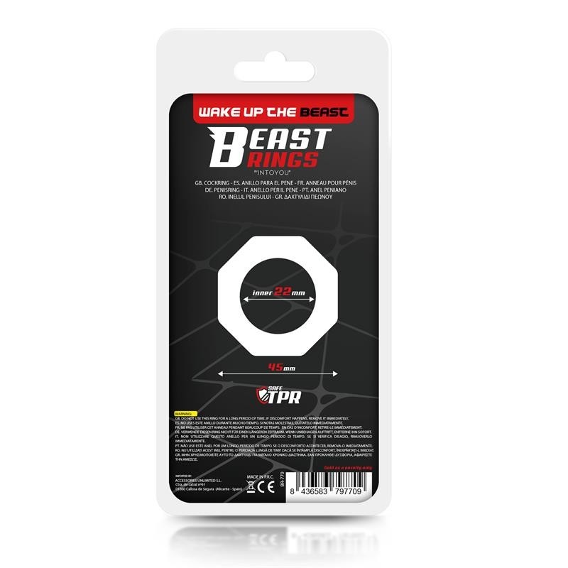 Anneau pour pénis Poligonal Super Flexible 2.2 cm Noir