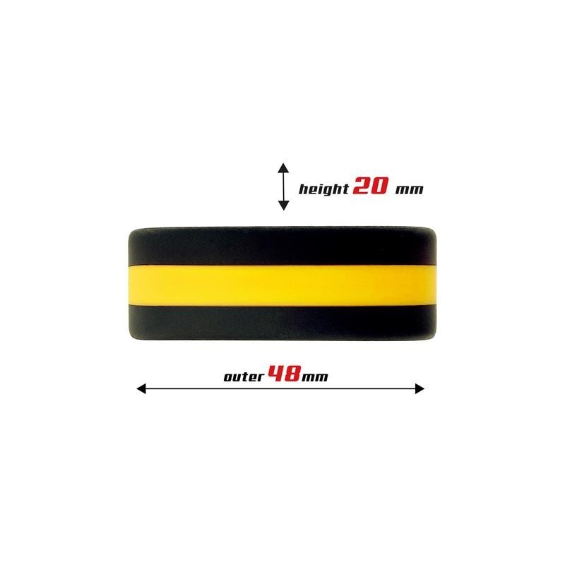 Anneau à pénis 100% silicone Solide 3,6 cm jaune et noir