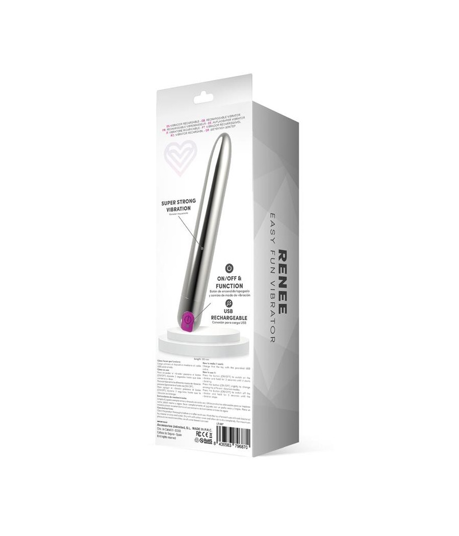 Renee Vibromasseur 10 Fonctions 18,5 cm USB argent
