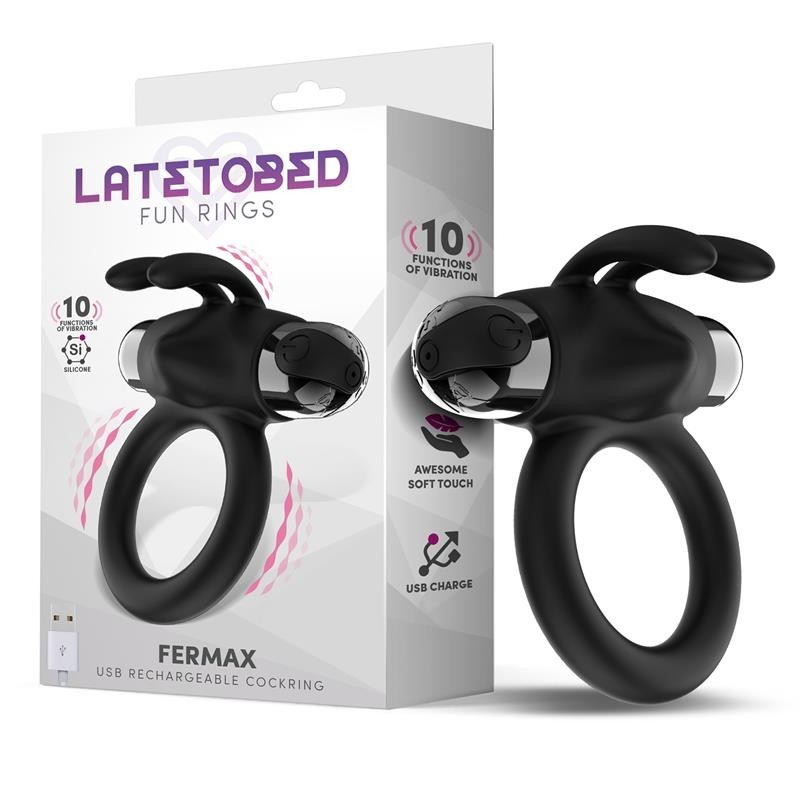 Fermax Anneau Vibromasseur avec lapin USB silicone Noir