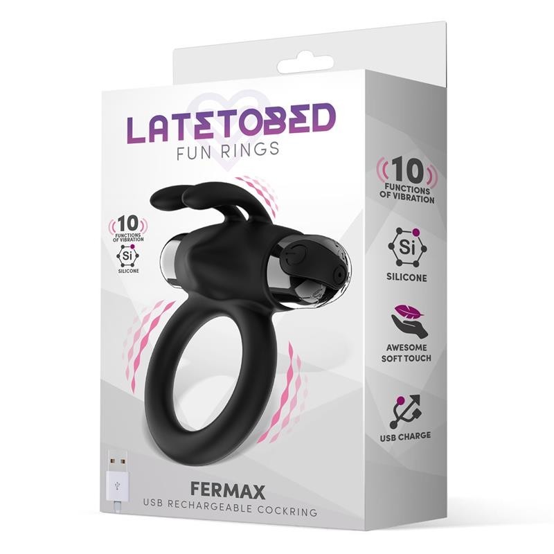 Fermax Anneau Vibromasseur avec lapin USB silicone Noir