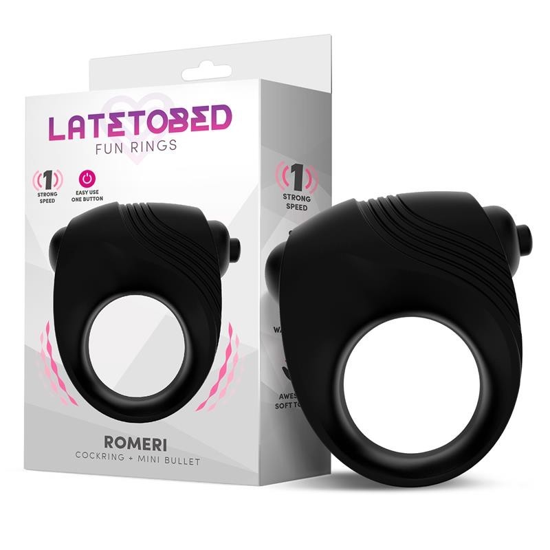 Romeri Anneau + balle vibrante silicone Noir