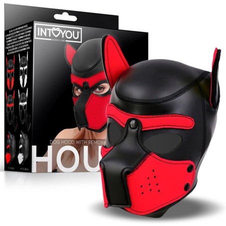 masque gueule de chien néoprène amovible noir/rouge Taille Unique