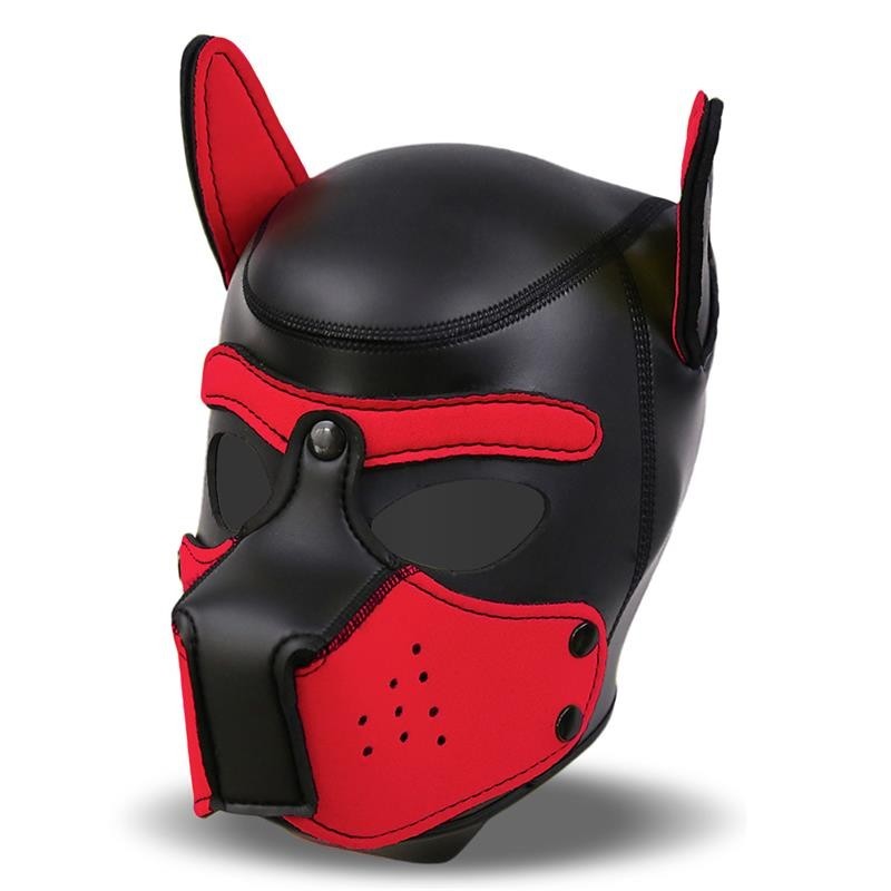 masque gueule de chien néoprène amovible noir/rouge Taille Unique
