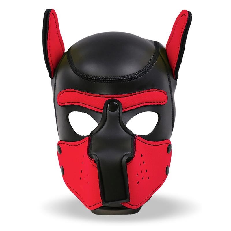 masque gueule de chien néoprène amovible noir/rouge Taille Unique