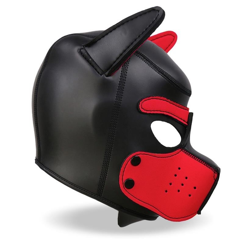 masque gueule de chien néoprène amovible noir/rouge Taille Unique