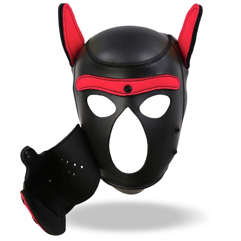 masque gueule de chien néoprène amovible noir/rouge Taille Unique