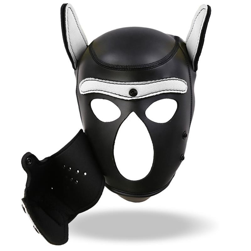 masque gueule de chien néoprène amovible noir/blanc Taille Unique