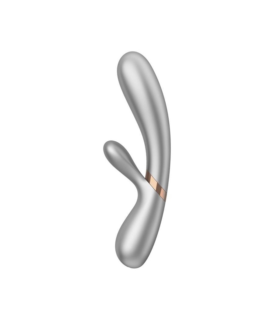 Hot Lover Vibromasseur Rabbit effet chaud connecté argent et Champagne