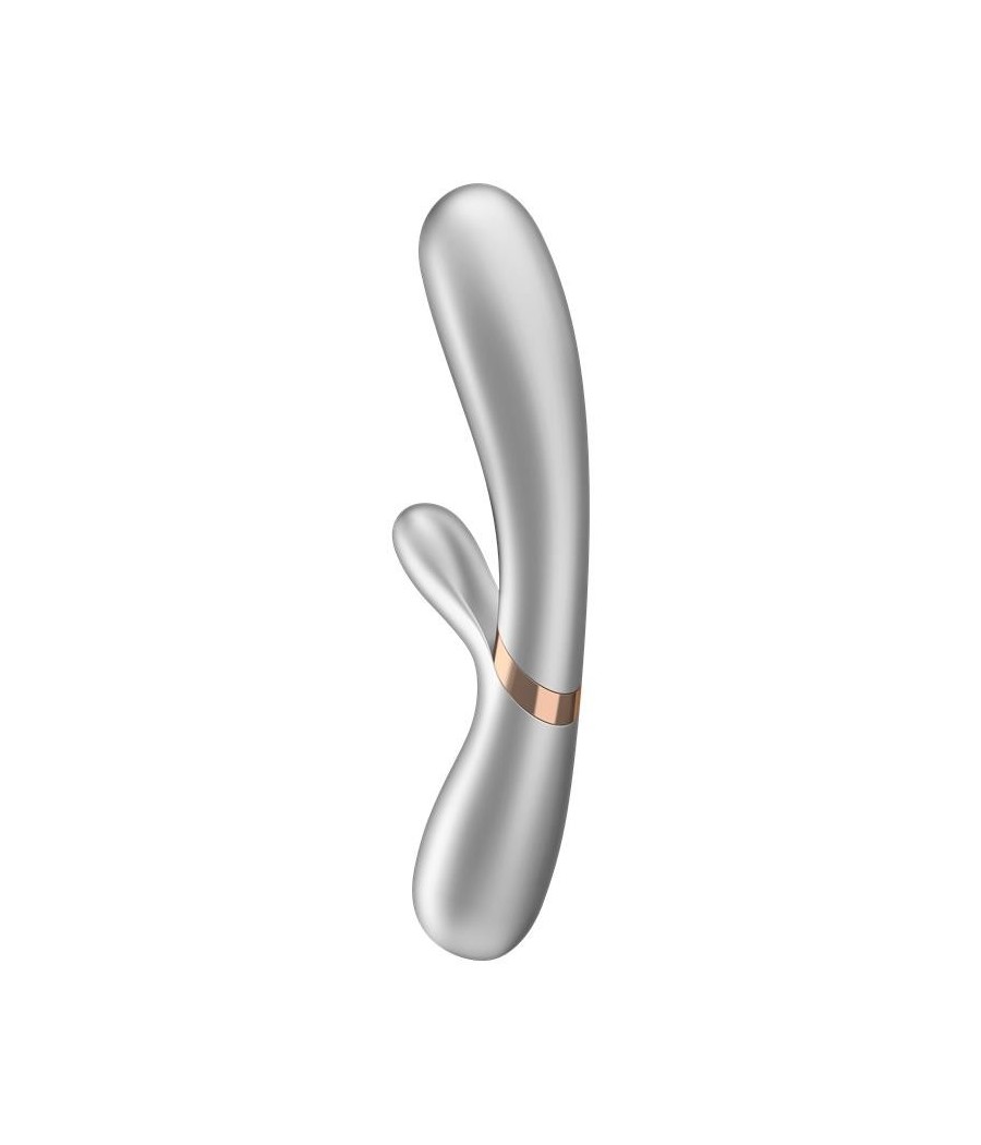 Hot Lover Vibromasseur Rabbit effet chaud connecté argent et Champagne