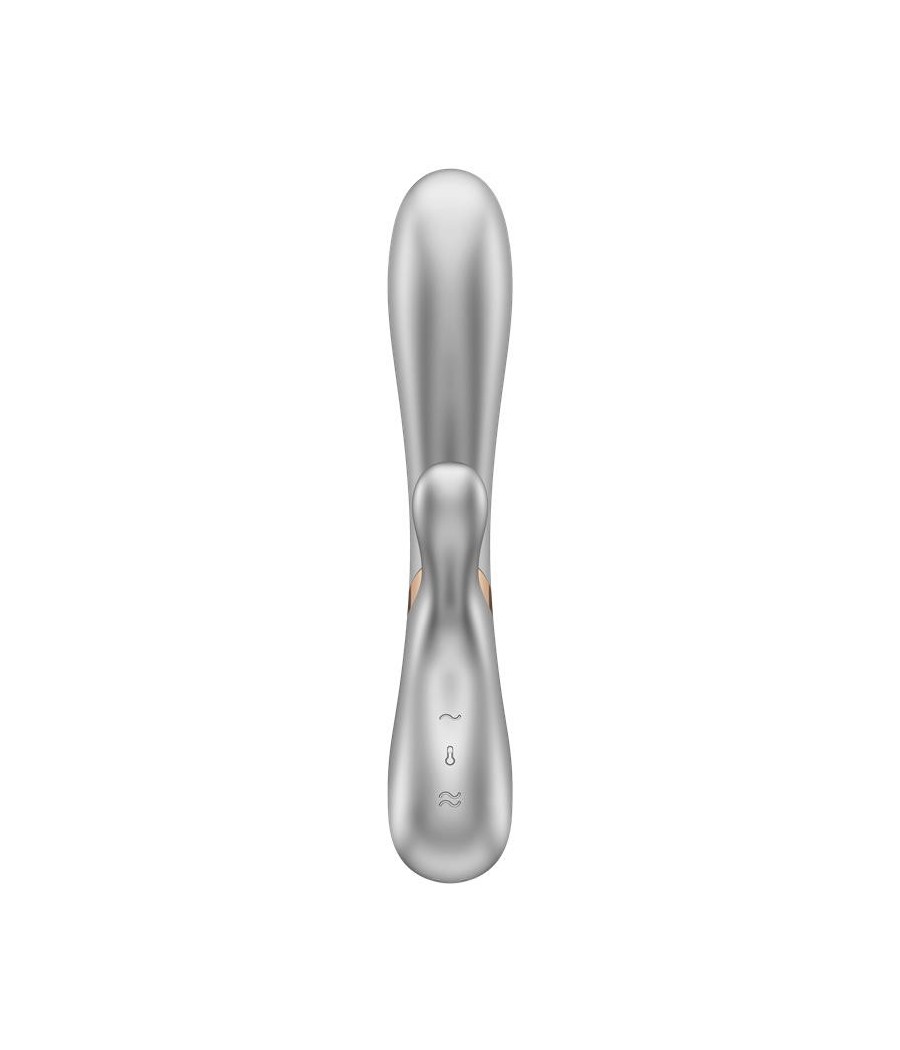 Hot Lover Vibromasseur Rabbit effet chaud connecté argent et Champagne