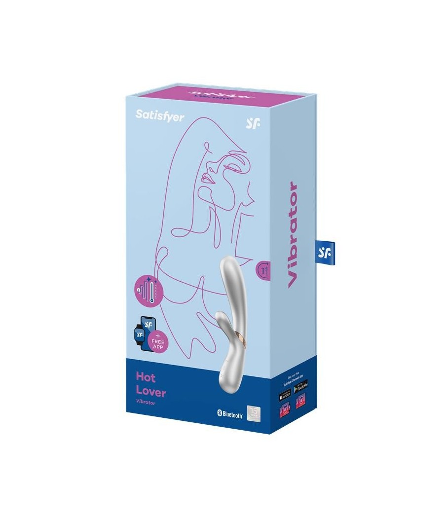 Hot Lover Vibromasseur Rabbit effet chaud connecté argent et Champagne