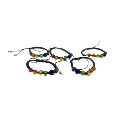 bracelet de boules en verre couleurs drapeau LGBT+