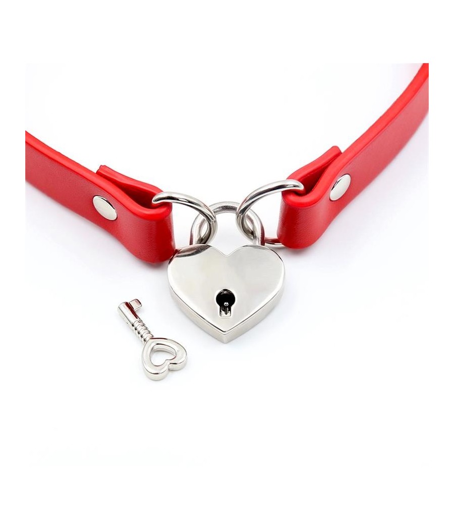 Collier avec cadenas de coeur cuir vegan Taille Unique