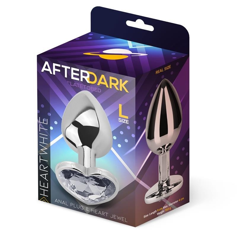 Plug Anal avec pierre de coeur blanc taille L