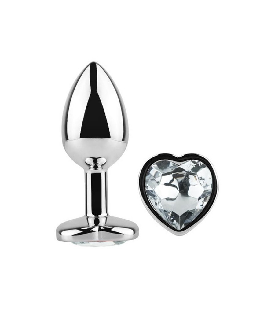 Plug Anal avec pierre de coeur blanc taille L
