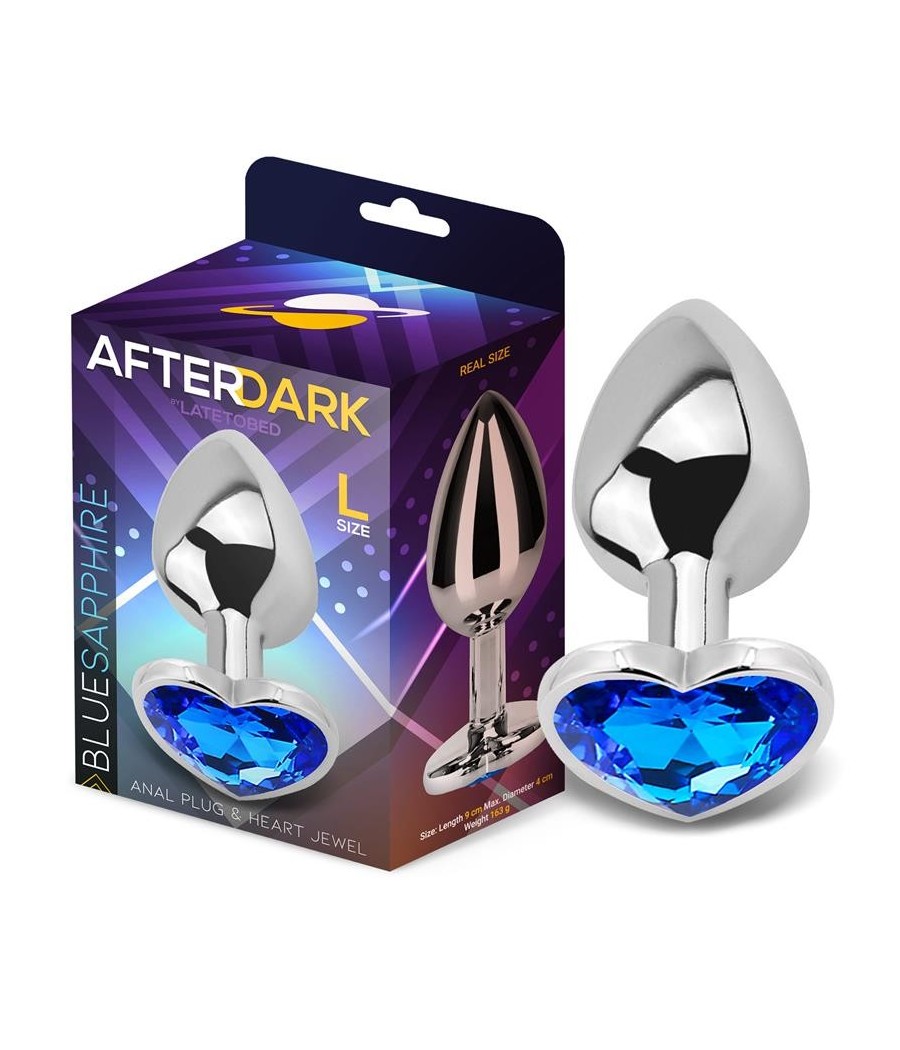 Plug Anal avec pierre de coeur Blue Sapphire taille L