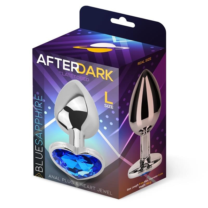 Plug Anal avec pierre de coeur Blue Sapphire taille L
