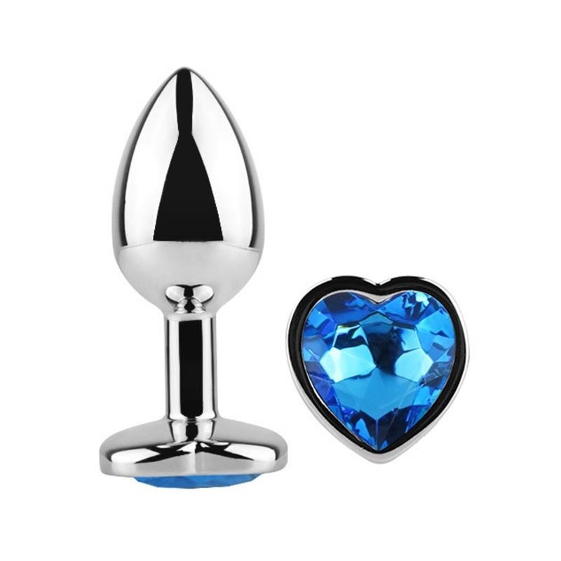 Plug Anal avec pierre de coeur Blue Sapphire taille L