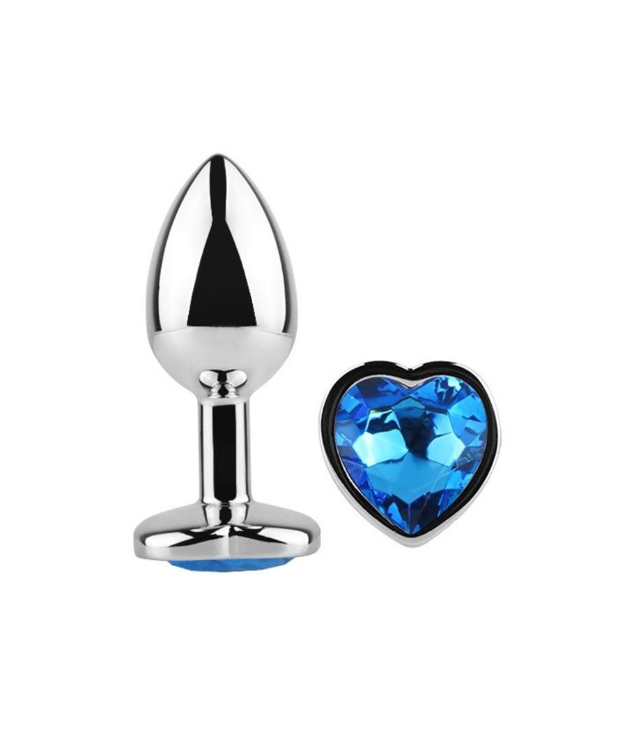 Plug Anal avec pierre de coeur Blue Sapphire taille L