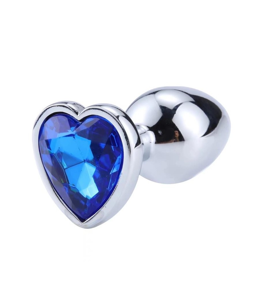 Plug Anal avec pierre de coeur Blue Sapphire taille L