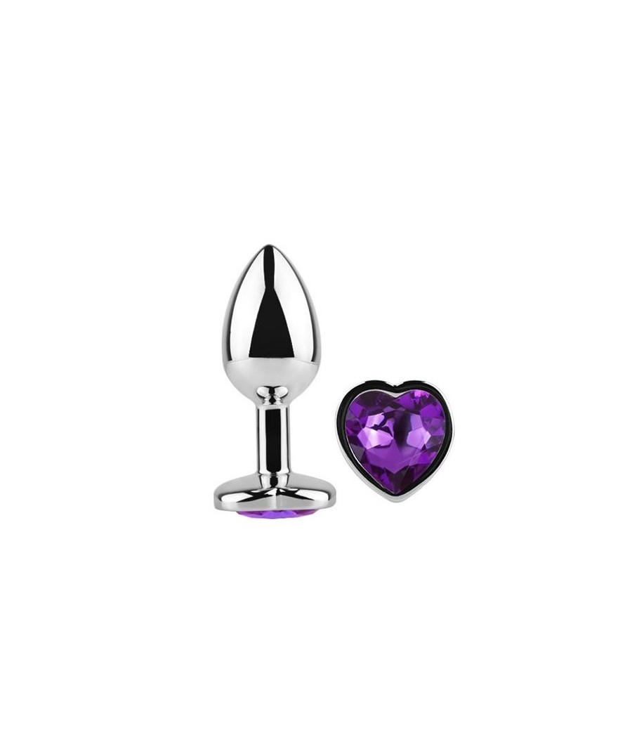 Plug Anal avec pierre de coeur pourpre Lavende taille S