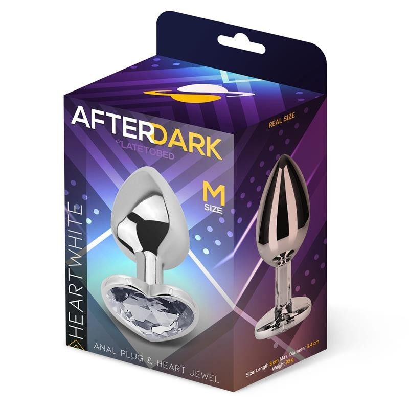 Plug Anal avec pierre de coeur blanc taille M