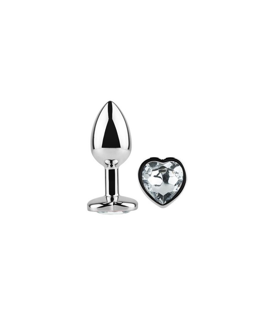Plug Anal avec pierre de coeur blanc taille S
