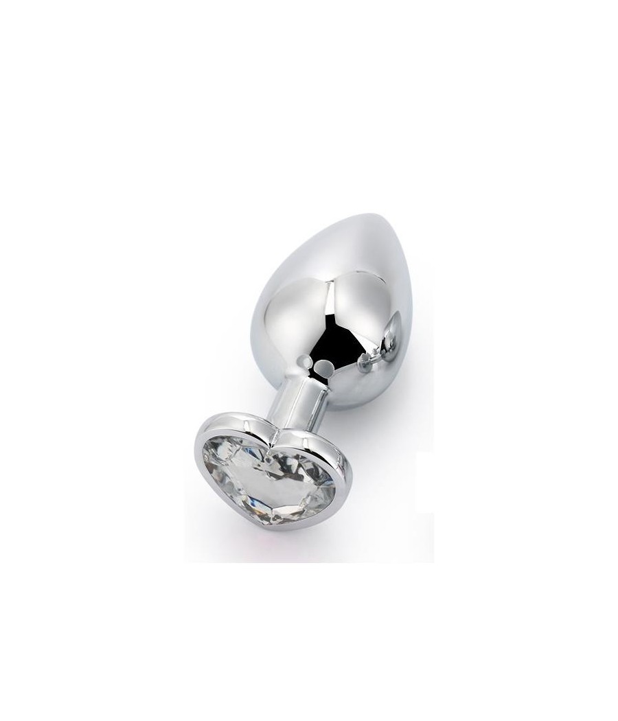 Plug Anal avec pierre de coeur blanc taille S