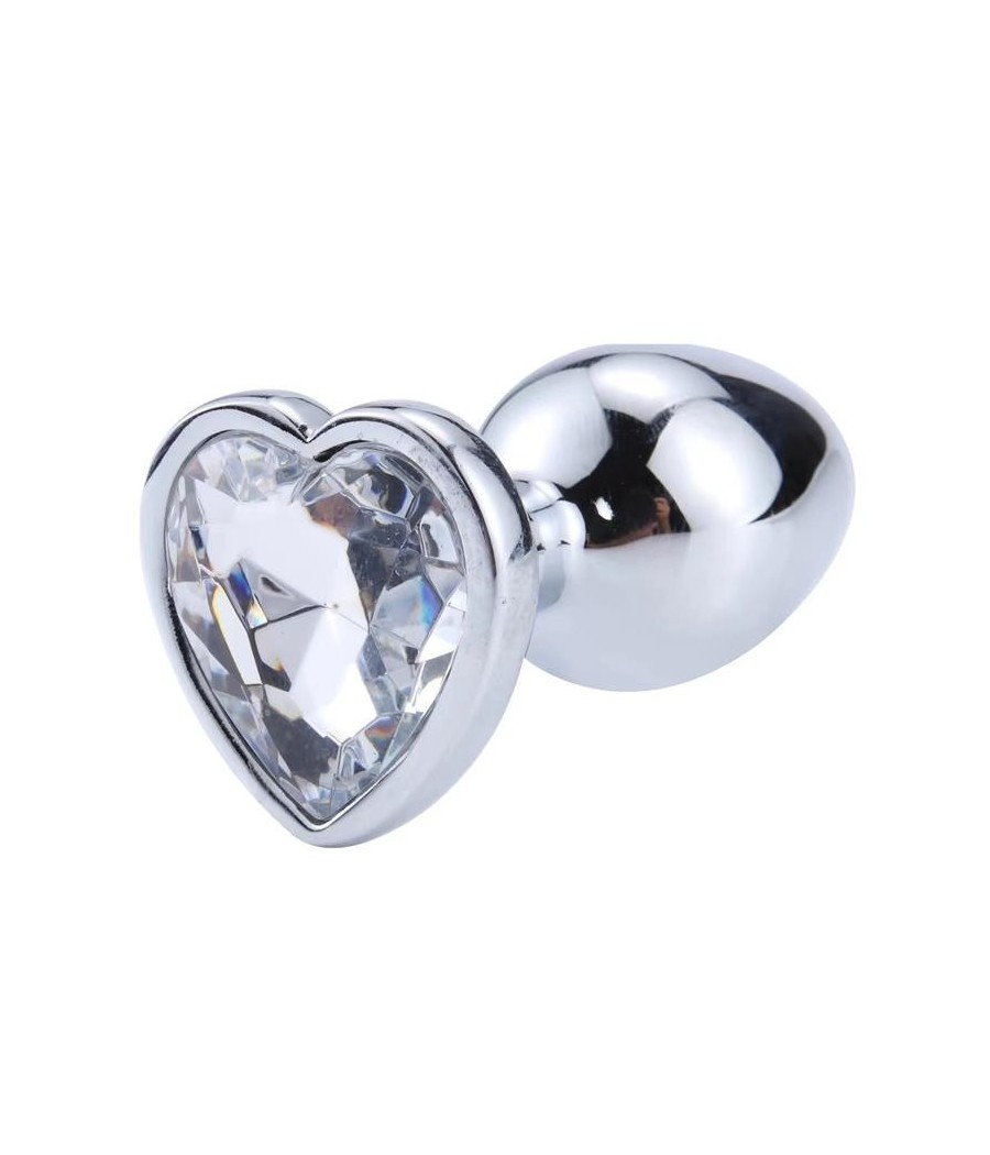 Plug Anal avec pierre de coeur blanc taille S